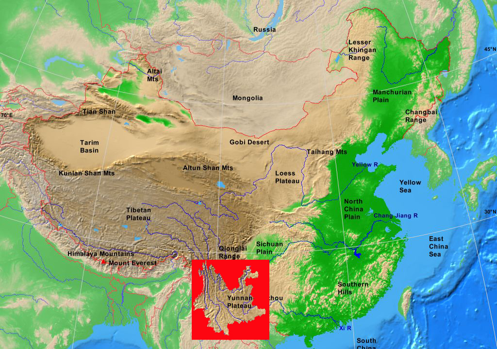 Geographical location of Yunnan